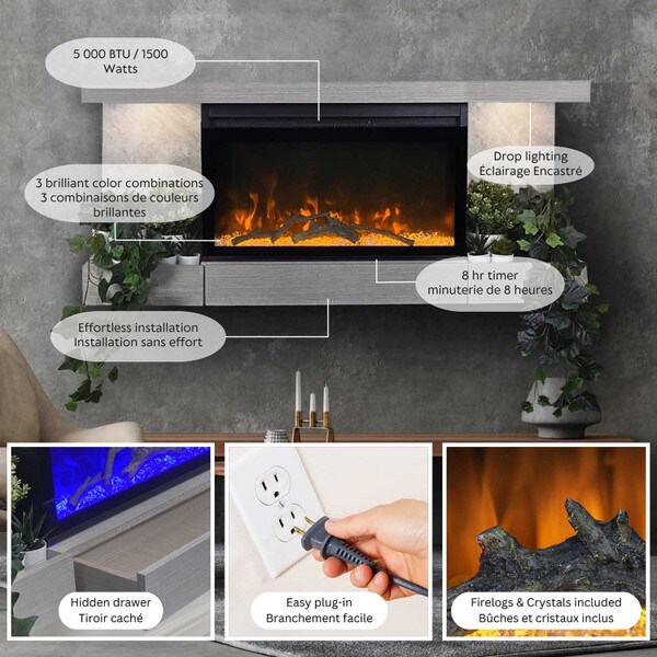 Electric Fireplace with Mantel